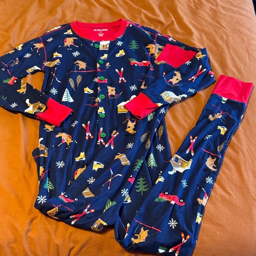 Blue and Red Winter Print Onsie